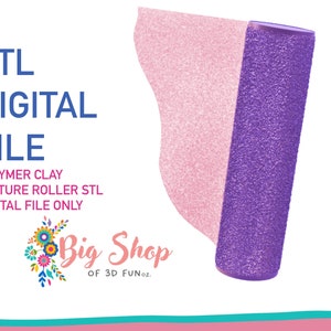 Digitaal bestand voor polymeerklei textuurroller, STL-bestand, schuurpapier textuurroller, digitale print, 3D-afdrukbestand