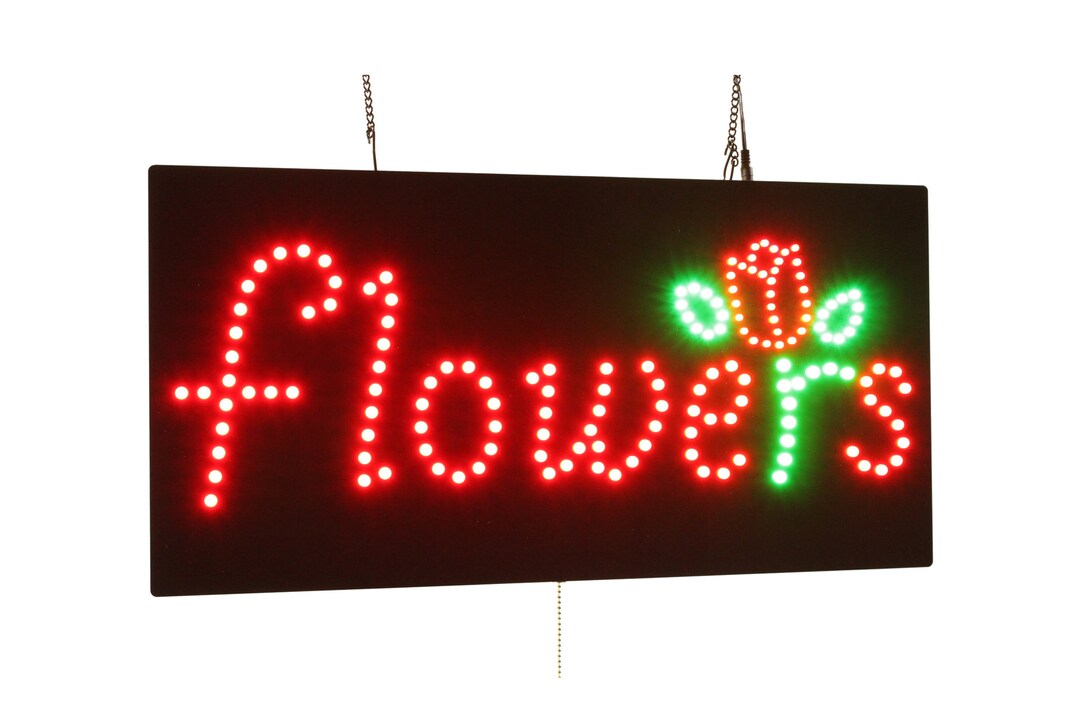 Flowers Sign, TOPKING, Signage, LED, Neon, Open, Store, Window, Shop ...