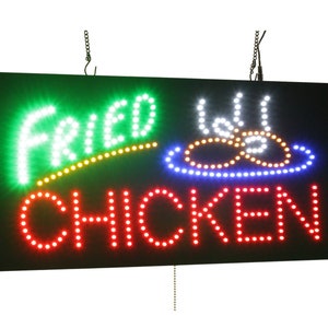 Fried Huhn Schild, TOPKING, Beschilderung, LED, Neon, offen, Geschäft, Fenster, Shop, Geschäft, Auslage