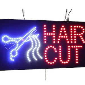 Hair Cut  Sign, TOPKING, Signage, LED, Neon, Open, Store, Window, Shop, Business, Display