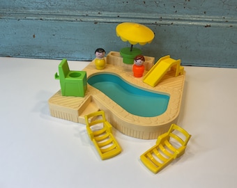 Vintage Fisher Price Little People piscina 1986