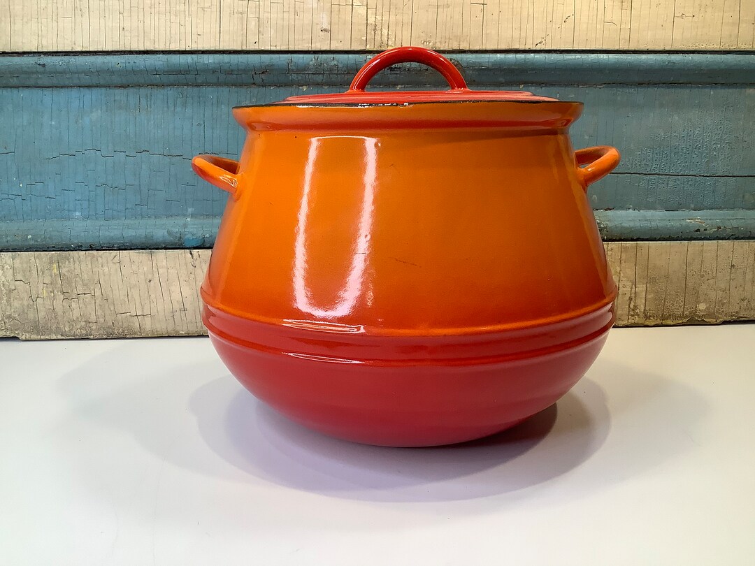 Vintage Descoware Bean Pot Cast Iron Enamel 60 Etsy