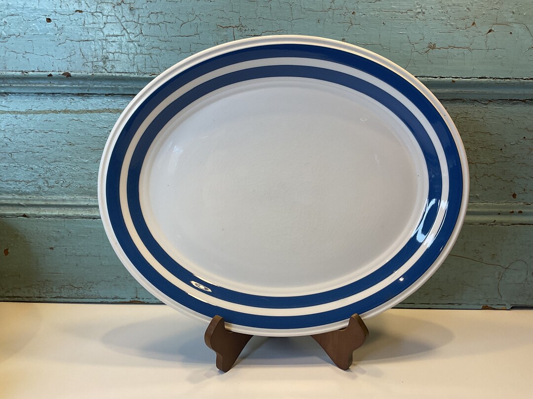 Lot de 4 assiettes plates vintage Midwinter Ltd, motif Angleterre rurale, bleu Transferware, Burslem England, 1932-1941