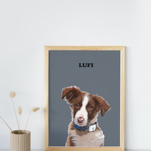 Pet Portrait Custom and Personalized. Pet Dog Wall Art DIGITAL DOWNLOAD to Print on Poster or Canvas for gift. image 3