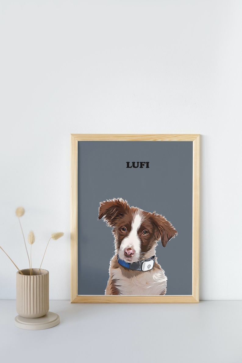 Pet Portrait Custom and Personalized. Pet Dog Wall Art DIGITAL DOWNLOAD to Print on Poster or Canvas for gift. image 3