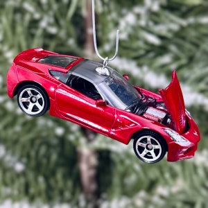 Décoration d'arbre de Noël Corvette C7 (capot qui s'ouvre)
