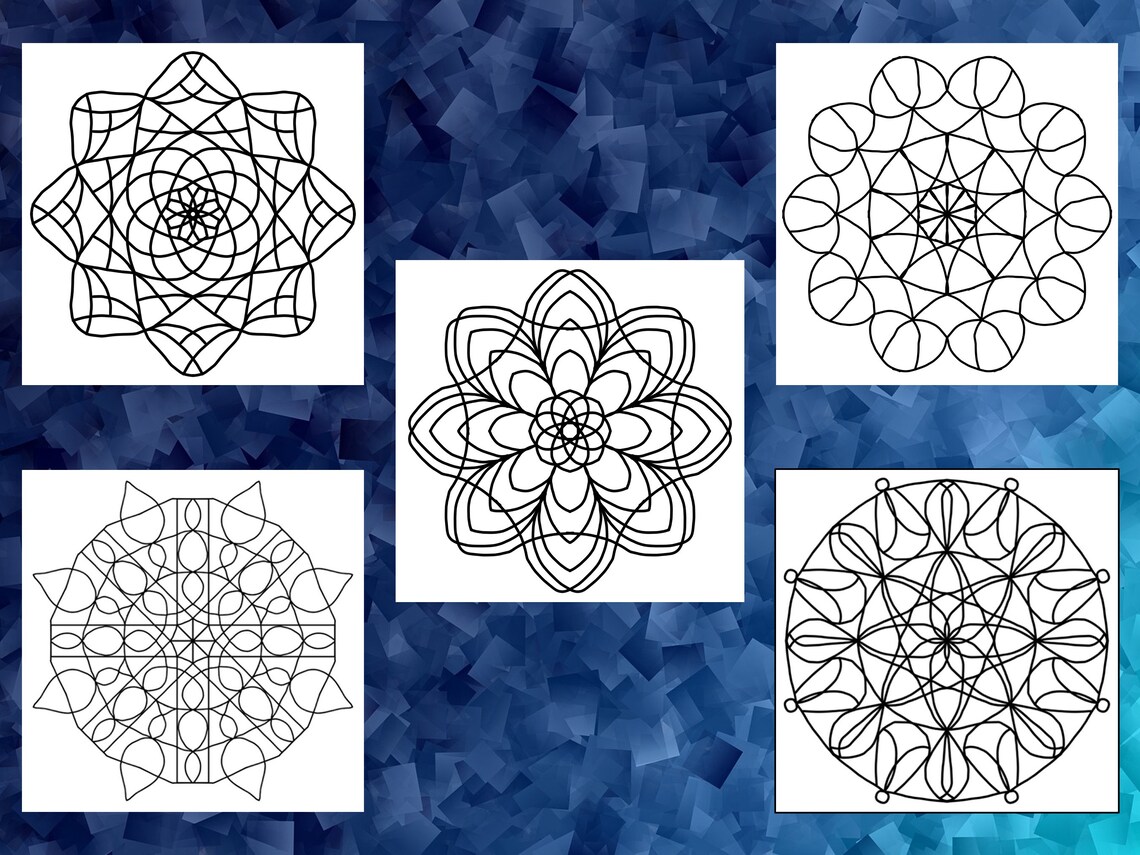 10 Geometric Coloring Pages, Printable PDF, Instant Download, PNG ...