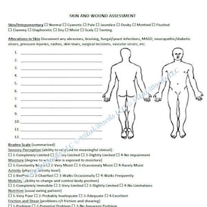 Skin and Wound Assessment WITHOUT Vocabulary with Braden Scale