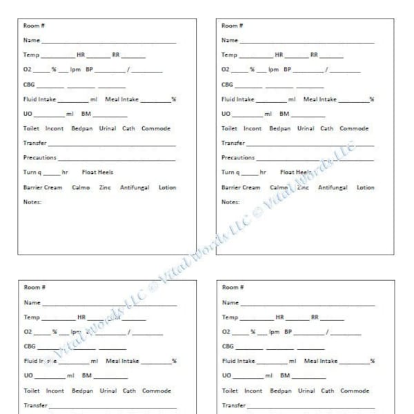 4 Patient Report Sheet for CNAs or Nurses