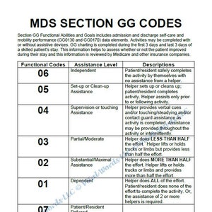 Referenzblatt für CNAs für MDS GG Charting Codes