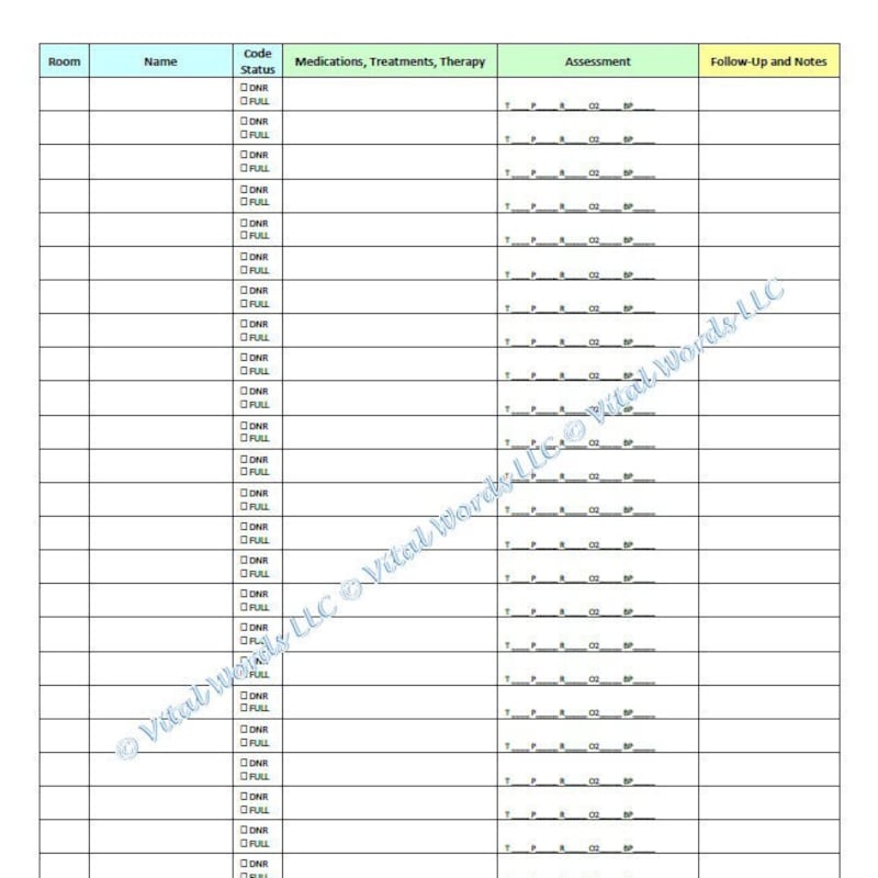 Nursing Home 24 Hour Report Etsy