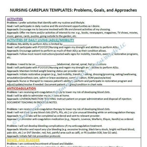 BUNDLE: CAREPLAN, Charge Nurse Manager Daily, Assessment, and Discharge Forms
