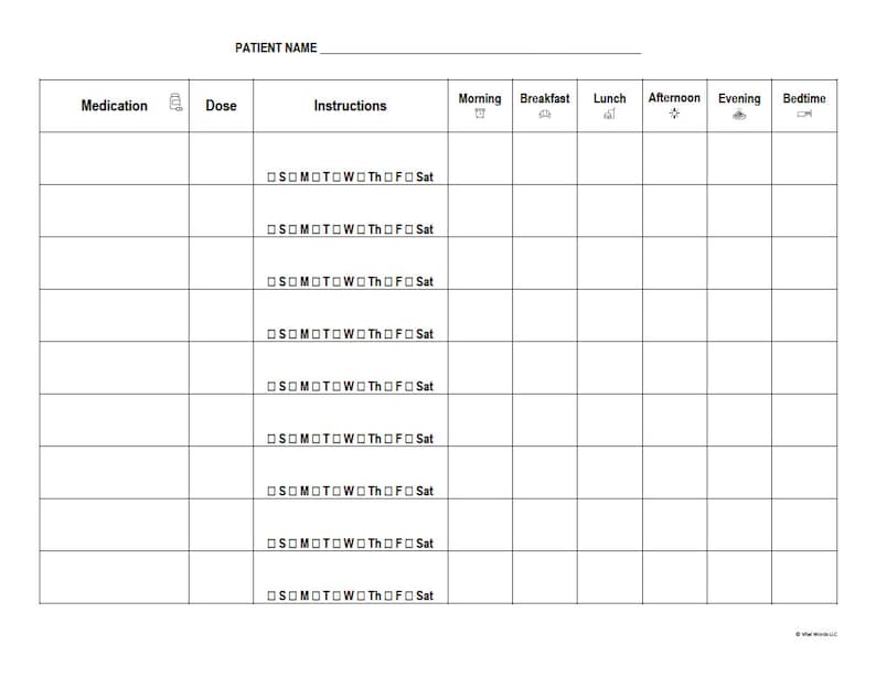 Home Medication List (version 2) Etsy