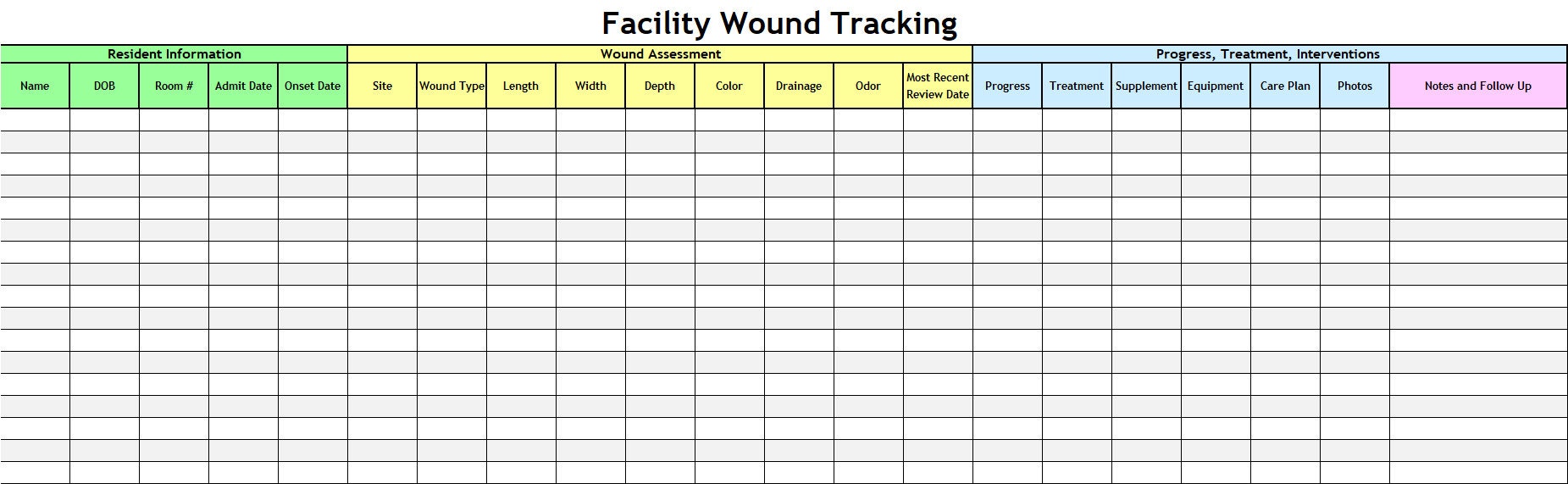 Pressure Injury and Wound Tracking Spreadsheet - Etsy