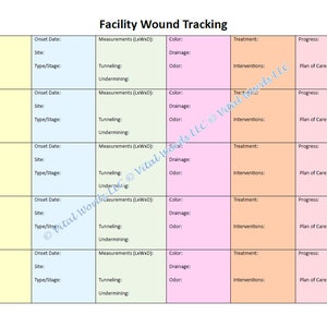 Wound Tracking Spreadsheet