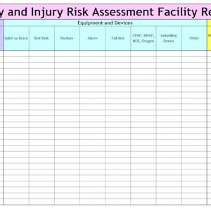 Safety and Injury Risk Assessment Facility Review Tracking Spreadsheet