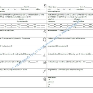 2 Patients/Residents Nurse Assessment/Report Sheet (Version 1)