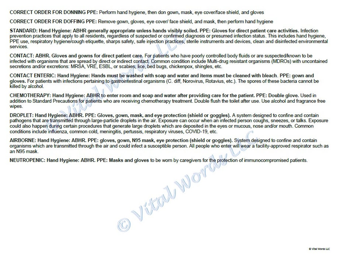 Transmission Precautions Personal Protective Equipment PPE Observation