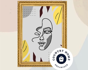 Abstract Woman Canvas art | Downloadable Print | Printable Art | Abstract Face Line Art Print | Wall Decor | Female Line Art | Miniimalist