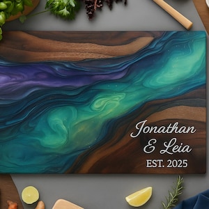 Personalized Glass Cutting Board for Cooking, Wedding Gift, Kitchen Decor, Engagement Present, Custom Home Kitchenware