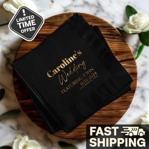 Personalized Wedding Napkins: Custom Foil Stamped Anniversary Napkins