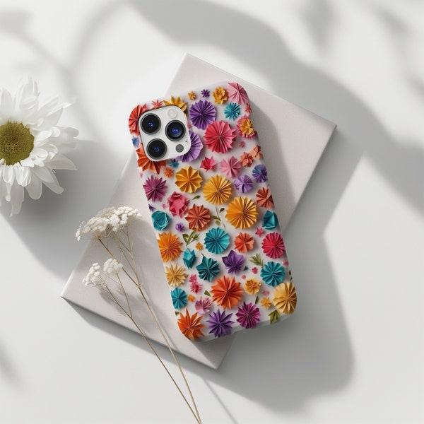 Colorful Floral iPhone Case, Phone Case for iPhone 15 14 13 12 11 Pro Max, mini ,6,7,8,XR ,X,XS Max, Plus iPhone SE, Origami Flowers Cover