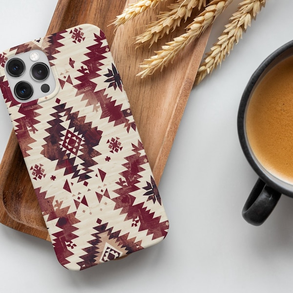 Aztec Pattern iPhone Case, Artistic Boho Phone Case for iPhone 15 14 13 12 11 Pro Max, mini ,6,7,8,XR ,X,XS Max, Mid Century Phone Cover