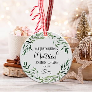 Our First Christmas Married Ornaments, Personalized First Christmas Together Ornaments, Mr and Mrs Ornaments, Newlywed Gift for Couple, Xmas