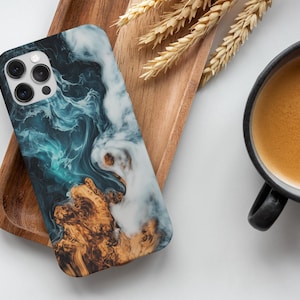 Faux Resin River iPhone Case: Agate Wood Grain Print, Tough Protection