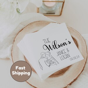 Custom Wedding Napkins: Personalized Reception Cocktail or Luncheon Napkins