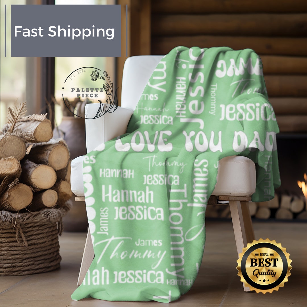 Custom Name Blanket for Dad, Minky Blanket From Son, Monogrammed