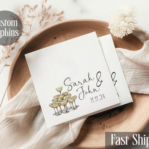 Personalized Wedding Cocktail Napkins: Custom Anniversary Party Napkins