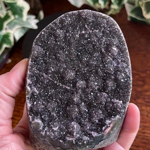 Black Galaxy Amethyst Druzy Geode Cut Base