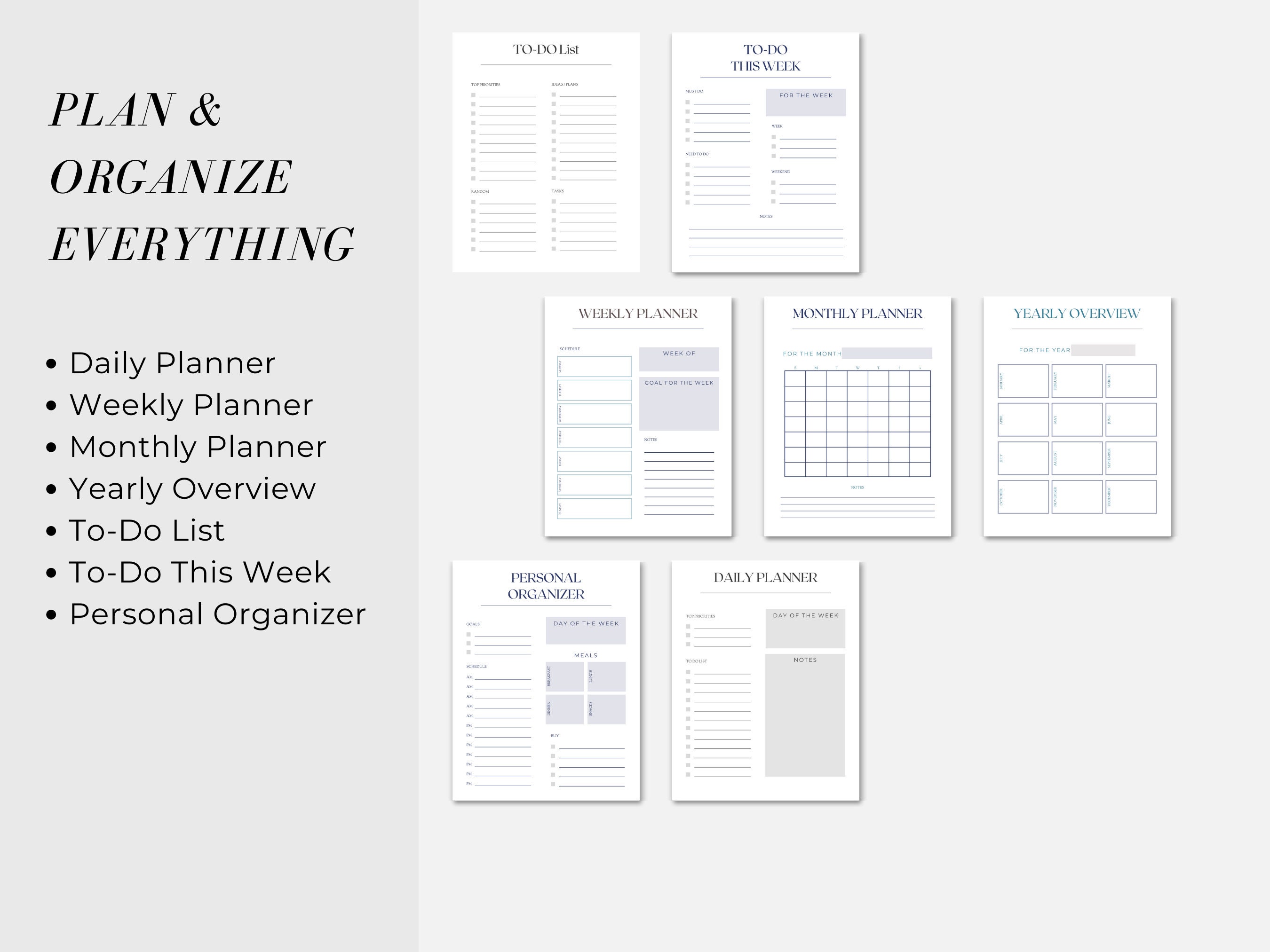 Printable to Do List | Daily, Weekly, Yearly | A4, A5 and US Letter ...