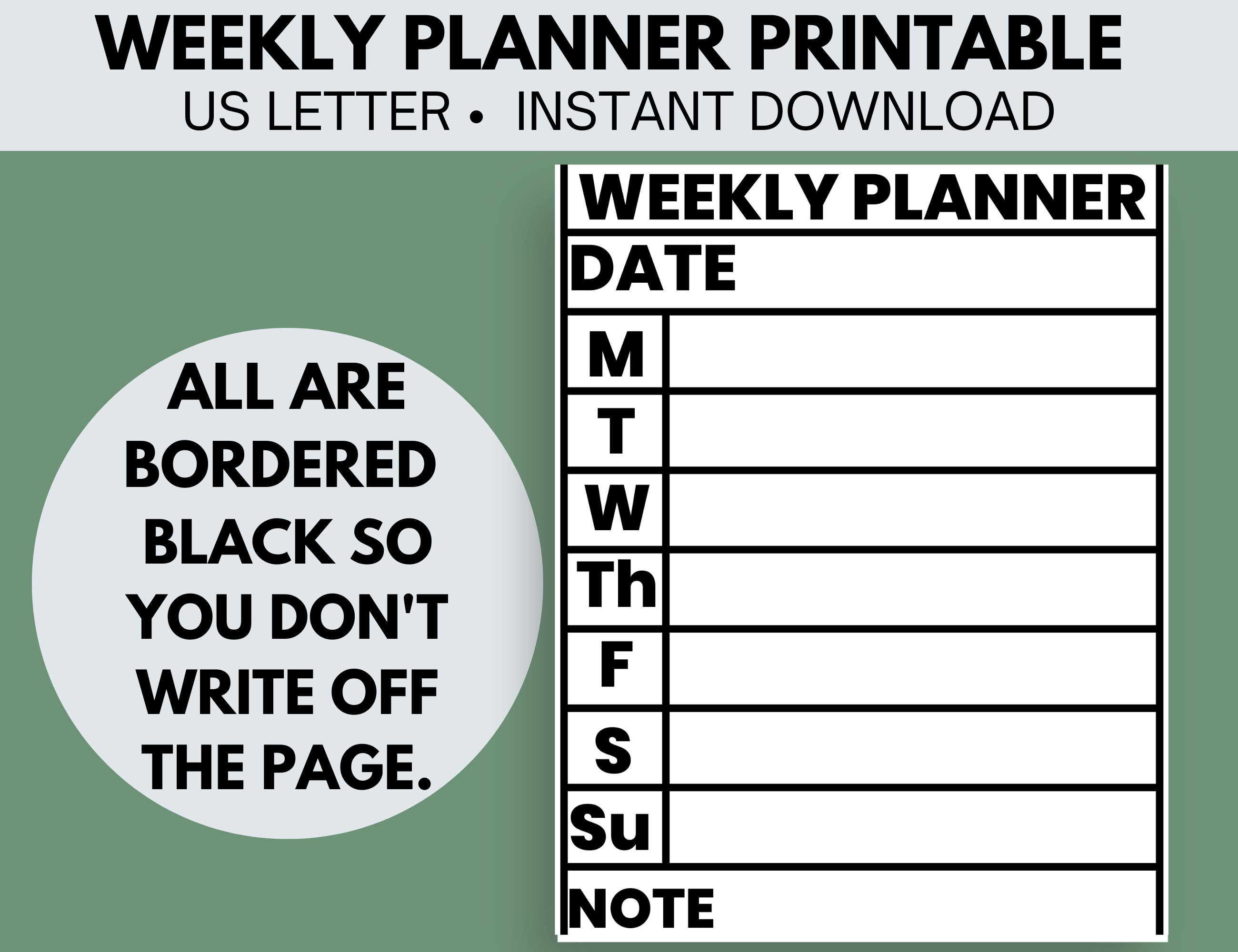 Low Vision Weekly Planner - Low Vision Grocery List - Low Vision Thick ...