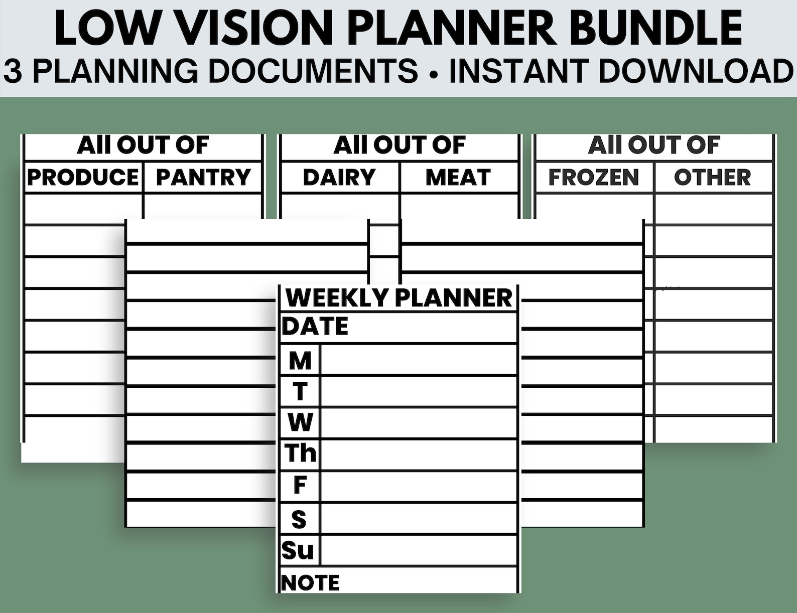 Low Vision Printable Calendar