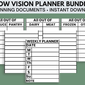 Low Vision Weekly Planner - Low Vision Grocery List - Low Vision Thick ...