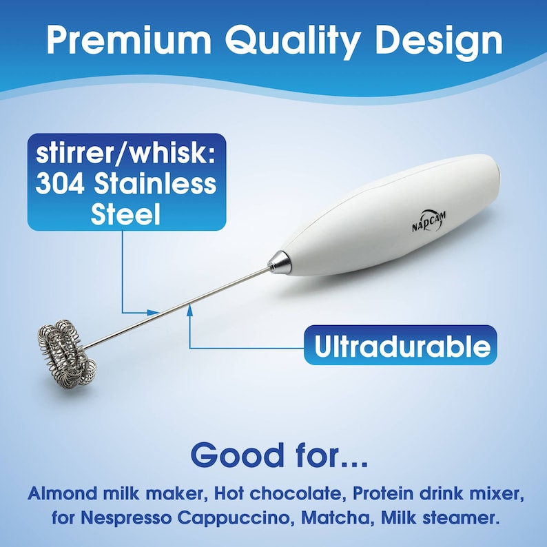 NAPCAM Electric Milk Frother Portable Handheld for Almond Milk Hot