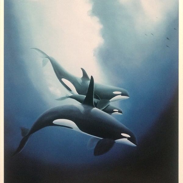 Wyland "Orca Trio" Lithograph Plate Signed (11"x14" Print Area)