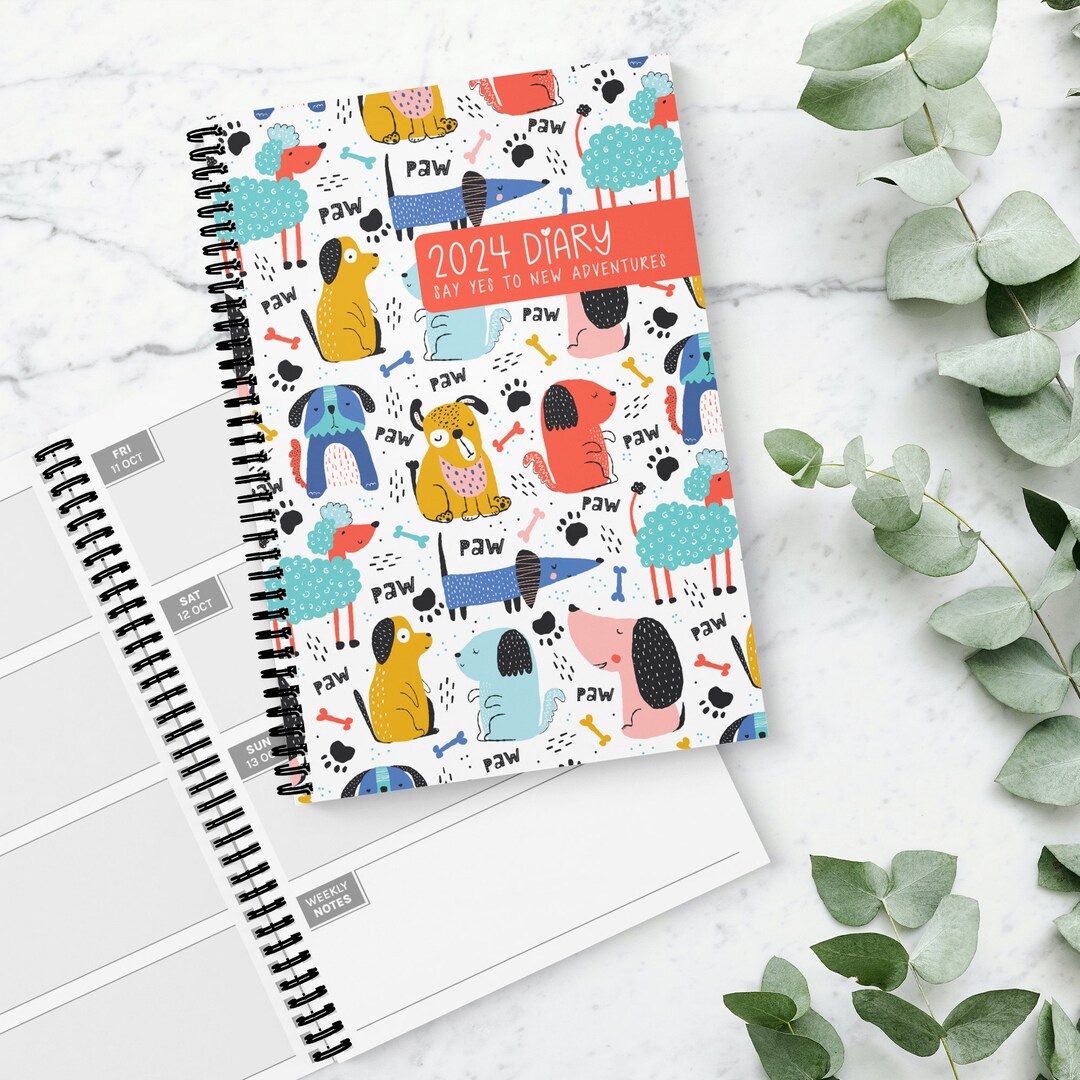 Pawsome Dogs 2025 Diary A5 Week to View Journal Appointment 2025 Wirebound Organiser Planner