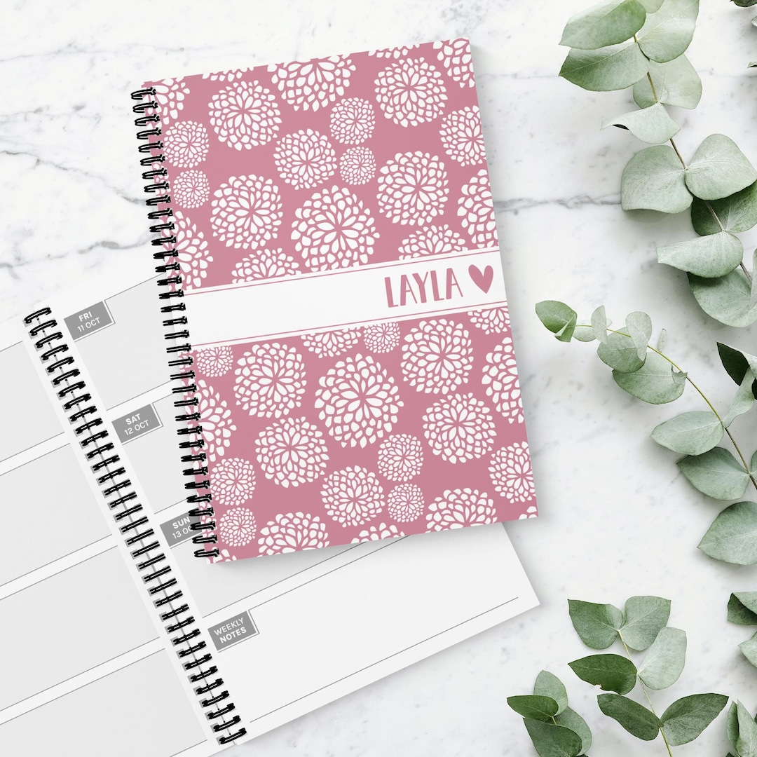 Soft Spring Pink 2026 2027 Diary A5 Personalised Week to View Organiser ...