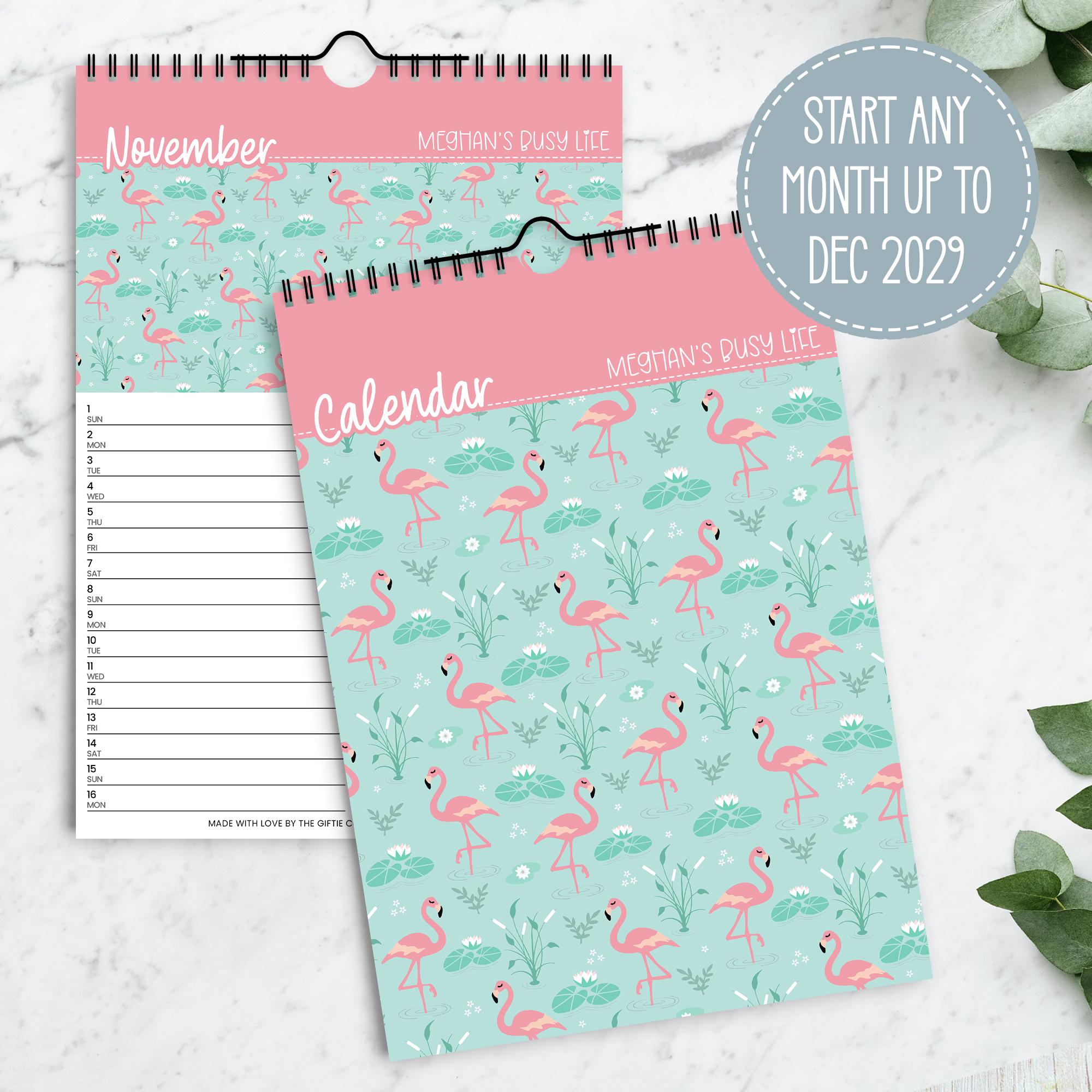 Fancy Flamingo A4 Calendar 2026 2027 Start Any Month Wall Hanging ...