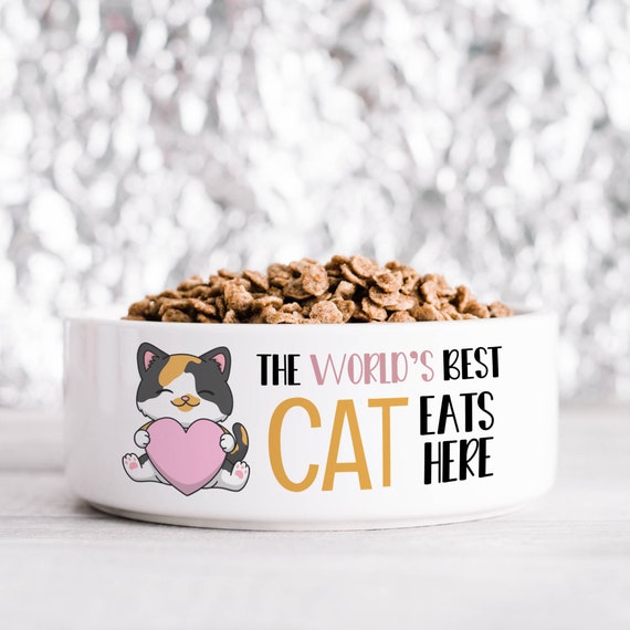 World's Best Cat Pet Food Water Bowl Personalised Name Cat