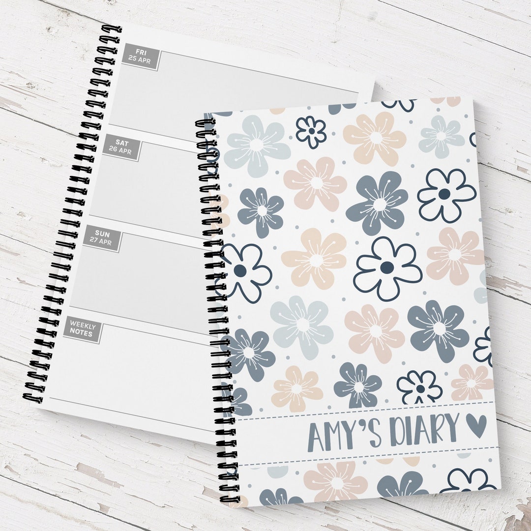 Soft Floral 2024 Diary A5 Personalised 2025 Week to View Etsy