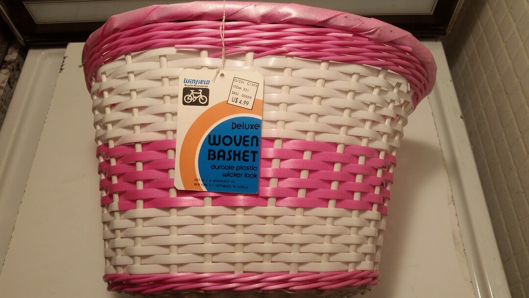NWT Vintage Bicycle Basket Pink White NOS Measures Approx 13 X Etsy