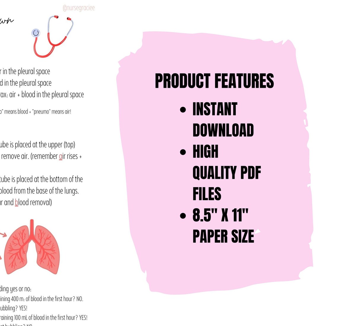 CHEST TUBE NCLEX Review Guide Chest Tube Nursing School Notes Chest