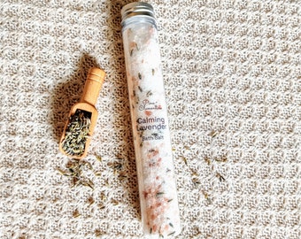 Large Tube of Calming Lavender Bath Salts | Bath Soak | Valentines Day Gift | Epsom Salt | Self Care