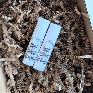 Bálsamo labial orgánico de sebo con vainilla o menta, regalo para el cuidado natural de la piel. imagen 4