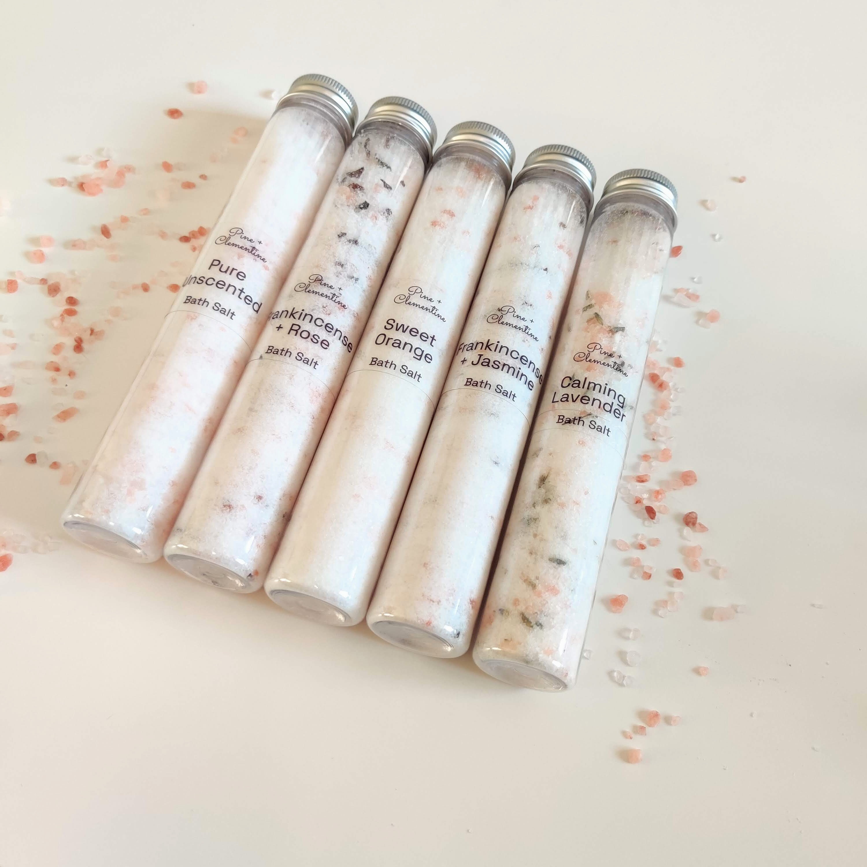 Large Organic Bath Salts Tubes, Set of 5 Scented Bath Salts, Handmade ...