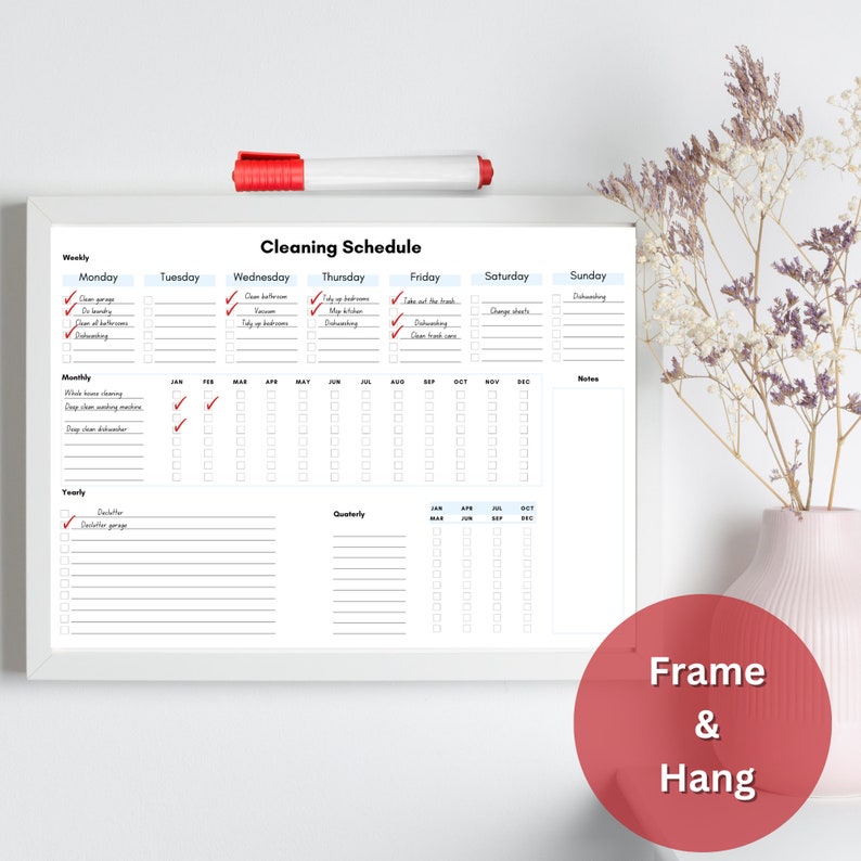 Cleaning Schedule Printable Weekly, Monthly, Quarterly, Yearly Cleaning